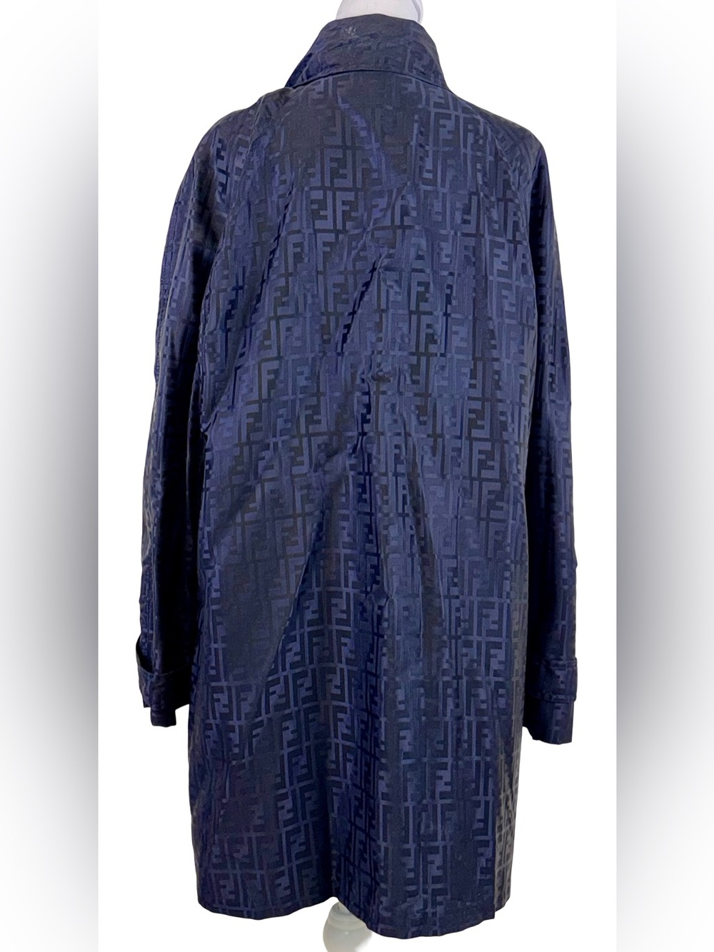 FENDI ZUCCA MONOGRAM BLACK TRENCH COAT - Picture 5 of 8